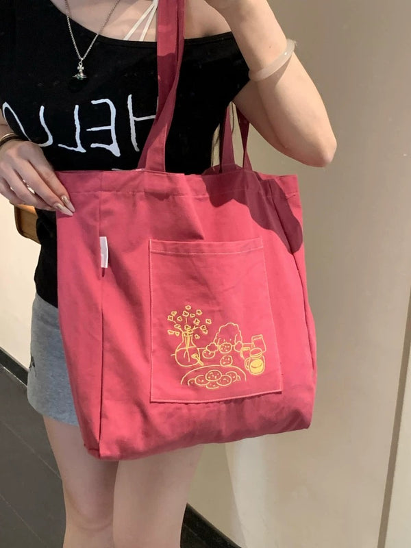 Pink Canvas Tote Bag