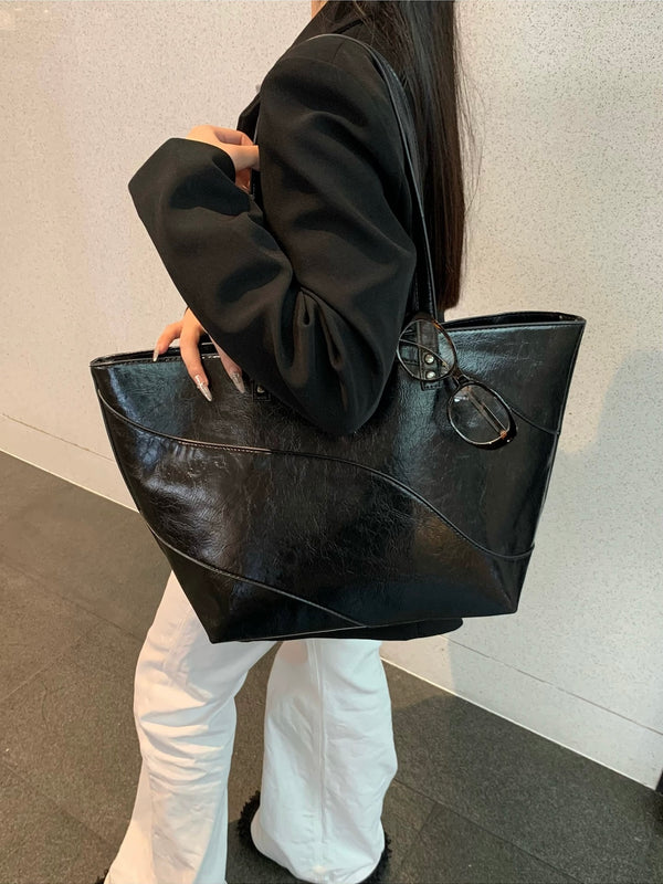 Black Leather Tote Bag