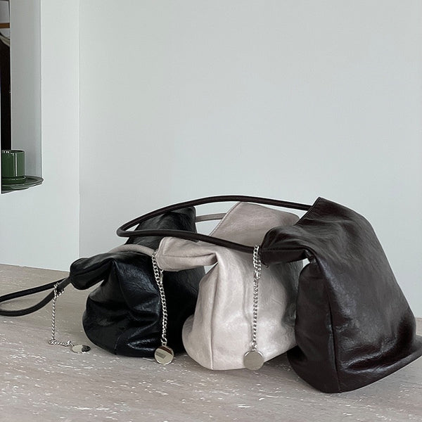 Soft Leather Shoulder Bucket Bag