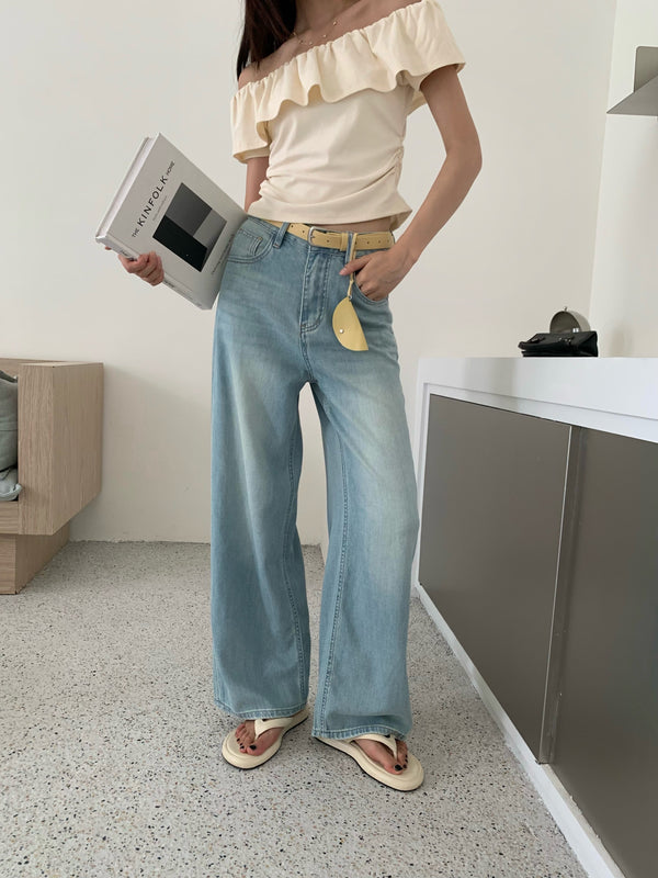 溪蓝 / Light Blue Wide-Leg Jeans