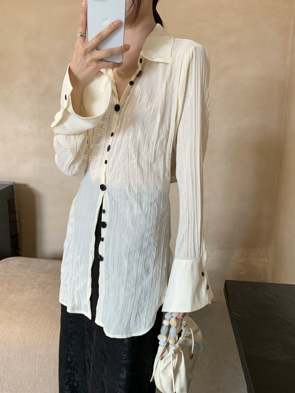 「流云」Pleated tie-waist shirt