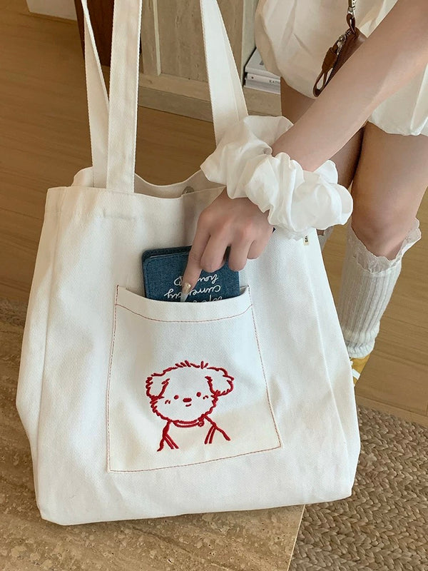 Embroidery Canvas Tote Bag