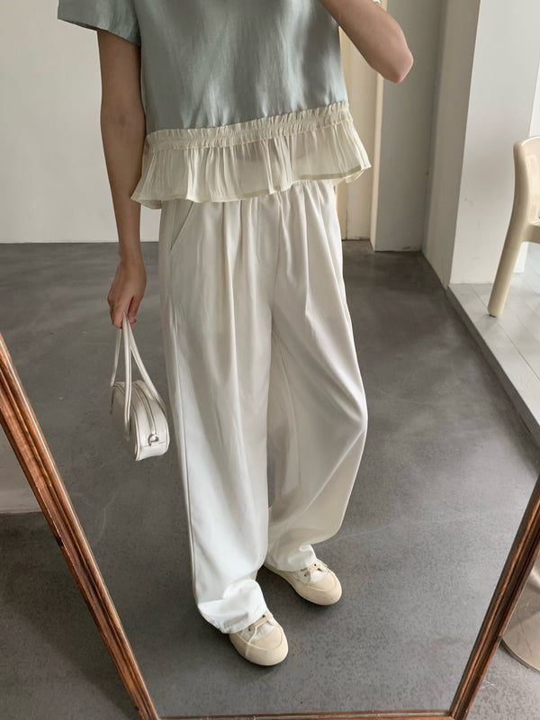 轻白 / White Tencel Straight-Leg Jeans
