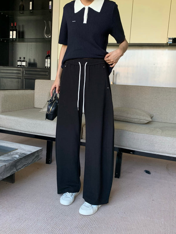 云落 / Black Wide-Leg Pants
