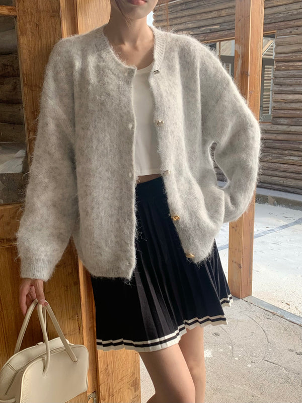 风茸 / Faux Mink Fur Knit Cardigan