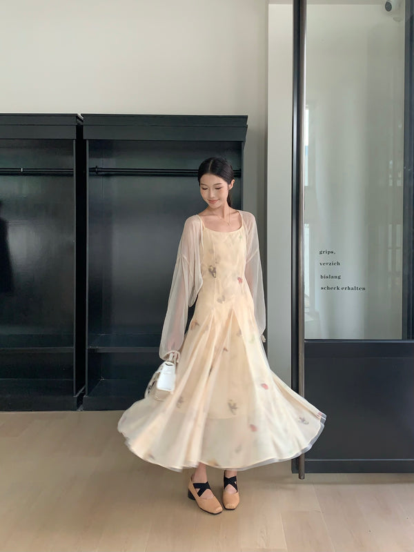 栖烟 / Printed Spaghetti Strap Dress