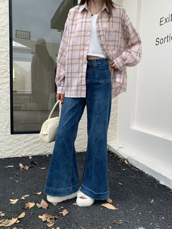 空澜 / Dark Blue Bootcut Jeans