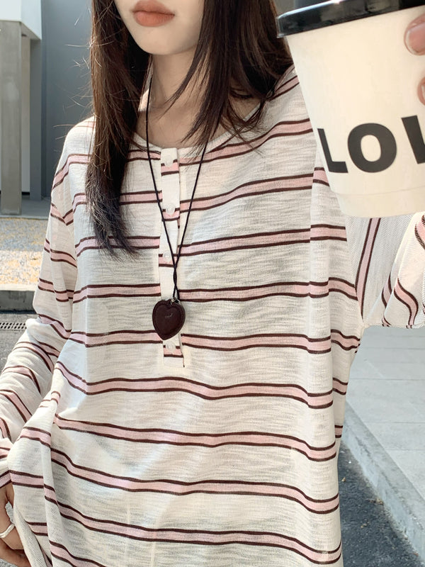 桃沫 / Striped Long-Sleeve T-Shirt