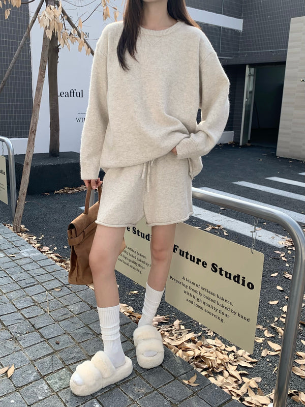 素语 / Wool Knit Top & Shorts Set