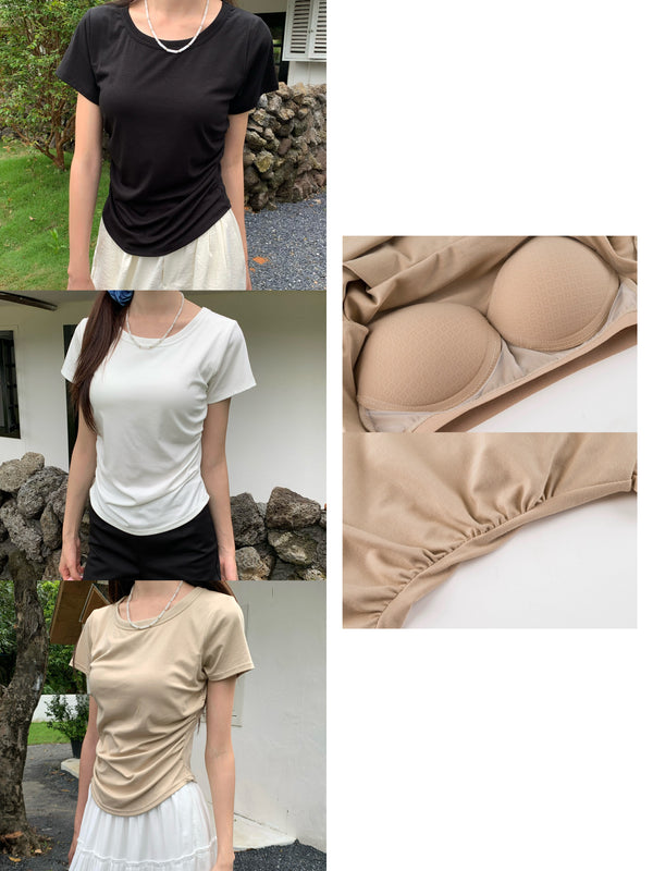 「夏风」T-shirt with built-in bra pads