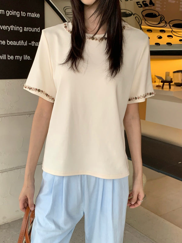 薄荷 / Scallop Short Sleeve T-Shirt