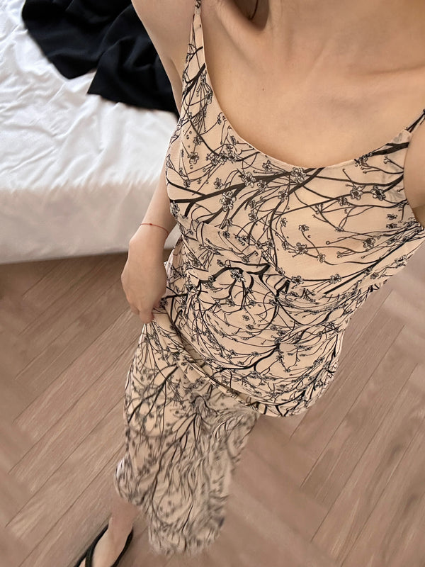 「月桂」printed long dress